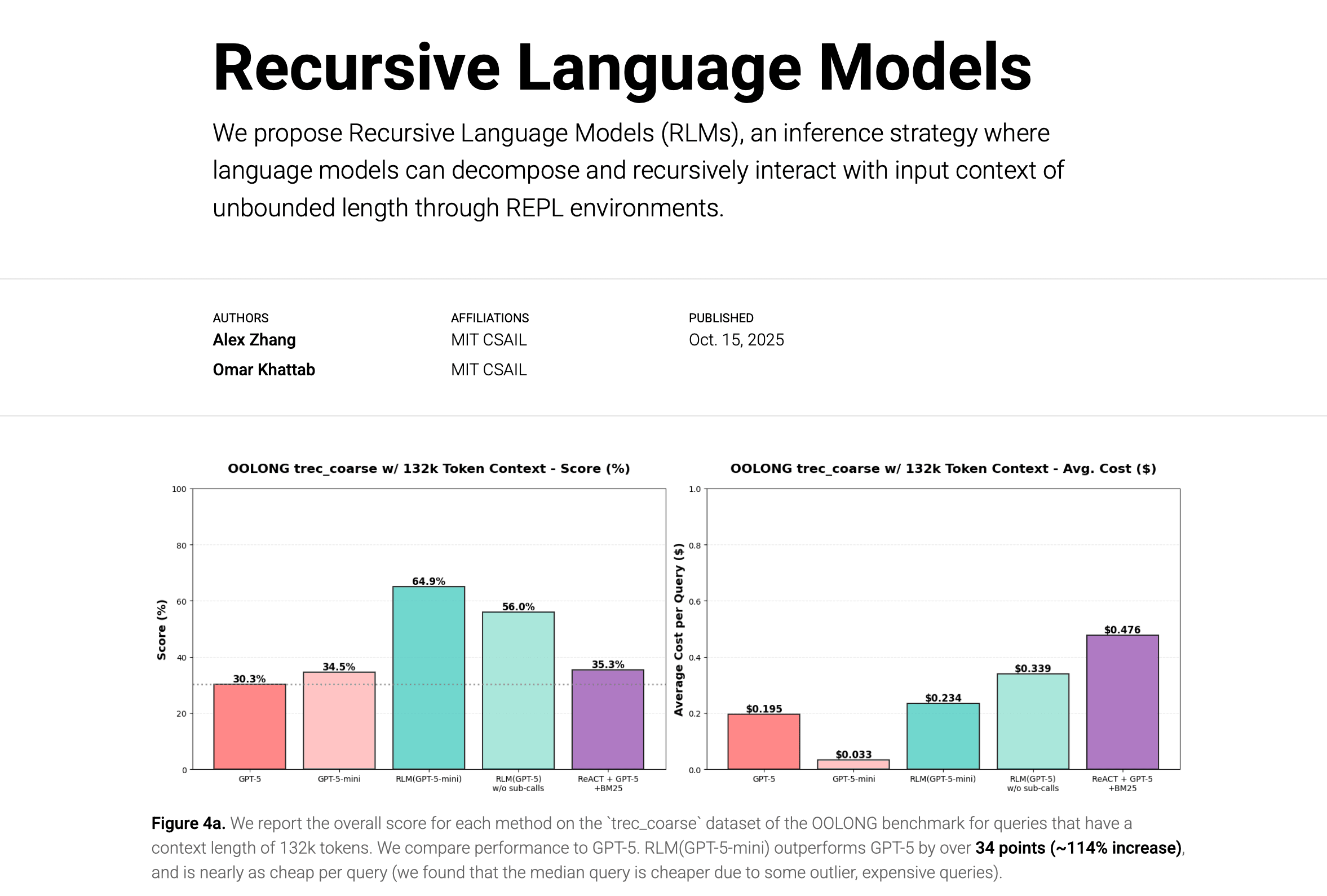 Alex L. Zhang | Recursive Language Models